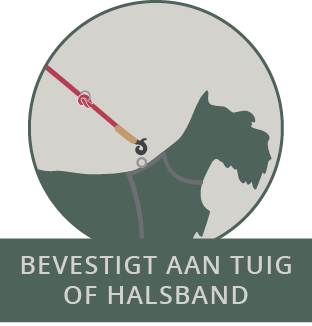 FL Icon - Bevestigt halsband of tuig - text