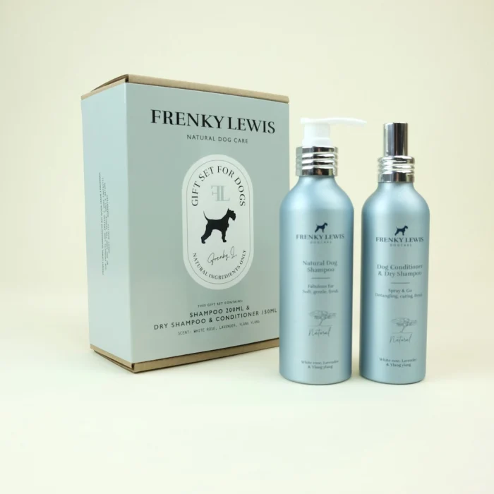 giftset hond c shampoo en conditioner blauw 200 ml white rose